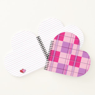 Cuaderno espiral en forma de corazón de cuadros es