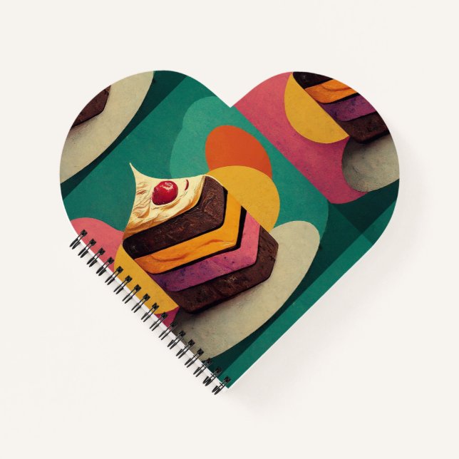 Cuaderno Espiral en forma de corazón de diseño de pasteles  (Anverso)