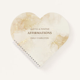 Cuaderno Espiral en forma de corazón en acuarela beige dora