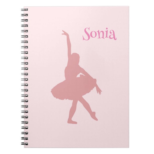 Cuaderno Espiral escolar Ballerina personalizada elegante (Frente)