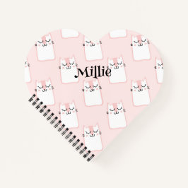 Cuaderno Espiral Escolar con Patrón de Gato Rosa e