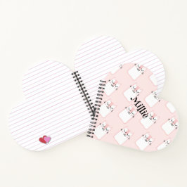 Cuaderno Espiral Escolar con Patrón de Gato Rosa e