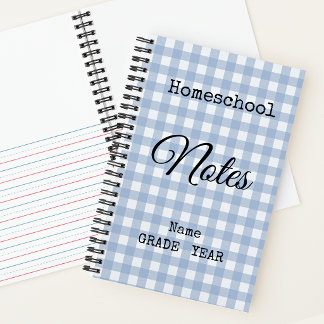 Cuaderno Espiral Escolar Lt. Azul Gingham para Hom