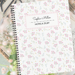 Cuaderno Espiral estética de coqueta floral rosa claro