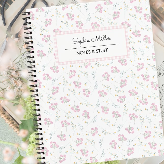 Cuaderno Espiral estética de coqueta floral rosa claro (Subido por el creador)