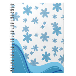 Cuaderno espiral estético azul y blanco.