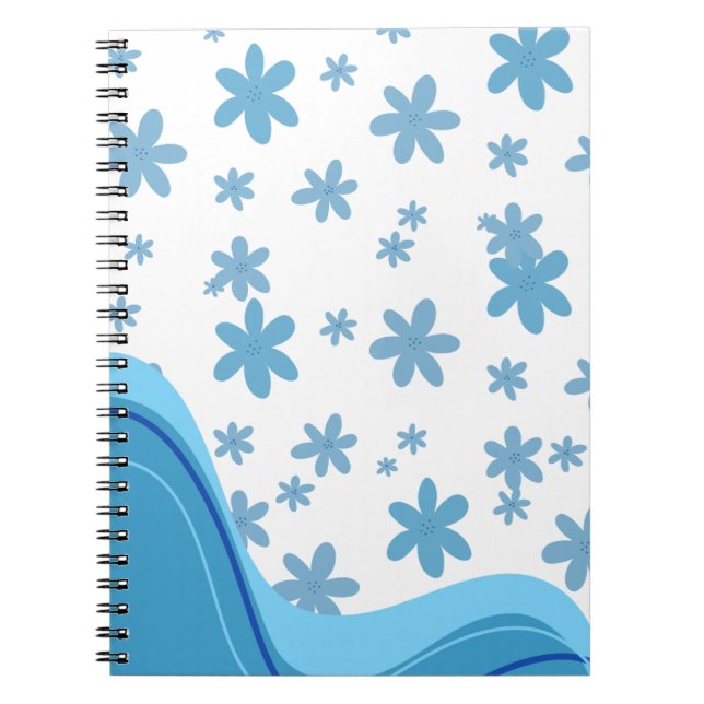 Cuaderno espiral estético azul y blanco. (Frente)