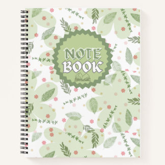 Cuaderno Espiral Estético Verde Salvia Floral