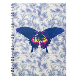 Cuaderno Espiral estilo de vintage de mariposa azul artísti