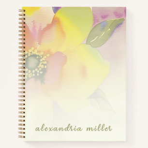 Cuaderno Espiral floral acuarela personalizada