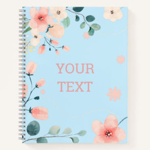 Cuaderno Espiral floral azul de primavera pastel de primave