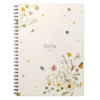 Cuaderno espiral floral botánico 2026 | 