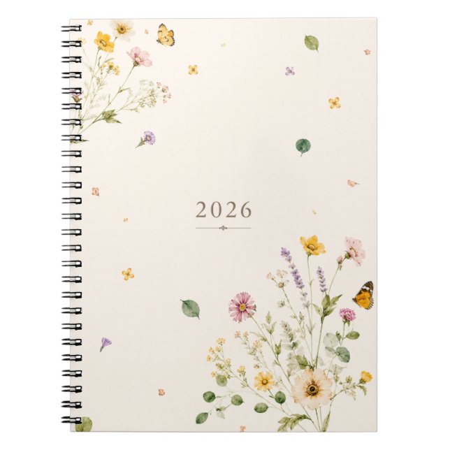 Cuaderno espiral floral botánico 2026 |  (Frente)