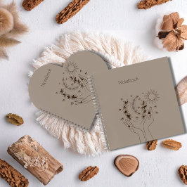 Cuaderno espiral floral celestial personalizado