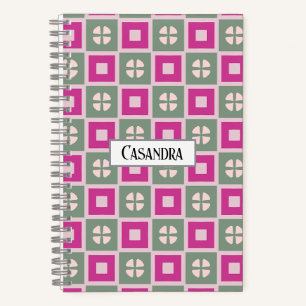 Cuaderno Espiral Floral Cuadriculado Verde y Magen