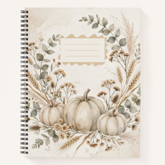 Cuaderno espiral floral de calabaza sonrosada