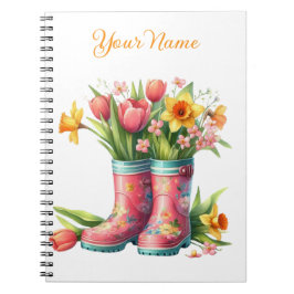 Cuaderno espiral floral de primavera personalizado