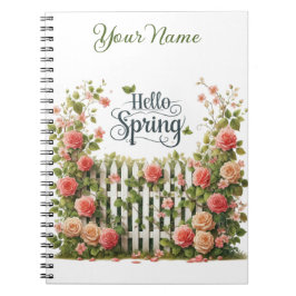 Cuaderno espiral floral de primavera personalizado