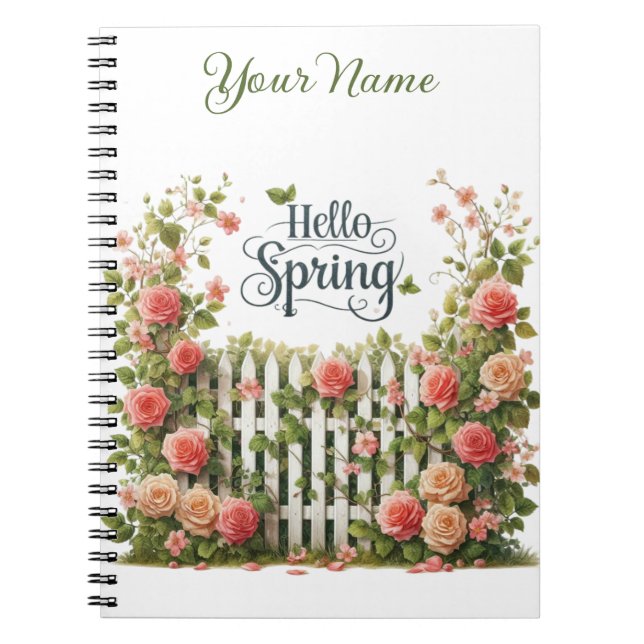 Cuaderno espiral floral de primavera personalizado (Frente)