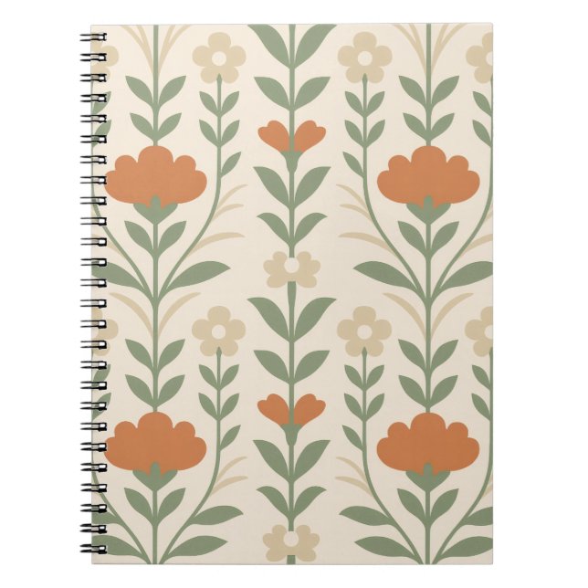 Cuaderno espiral floral escandinavo (Frente)