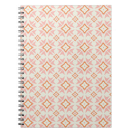 Cuaderno espiral floral geométrico rosa sonrojado
