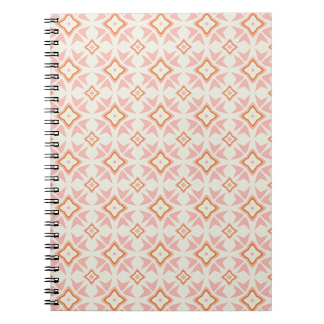 Cuaderno espiral floral geométrico rosa sonrojado (Frente)