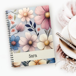 Cuaderno espiral floral personalizado