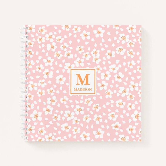 Cuaderno espiral floral rosa (Anverso)