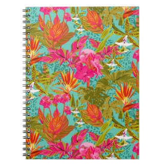 Cuaderno espiral floral tropical de invernadero ma