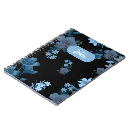 Cuaderno espiral floral turquesa elegante