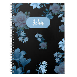 Cuaderno espiral floral turquesa elegante