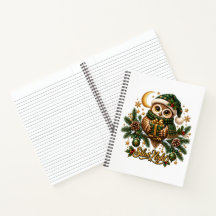 Cuaderno espiral forrado de búho de Navidad Silent