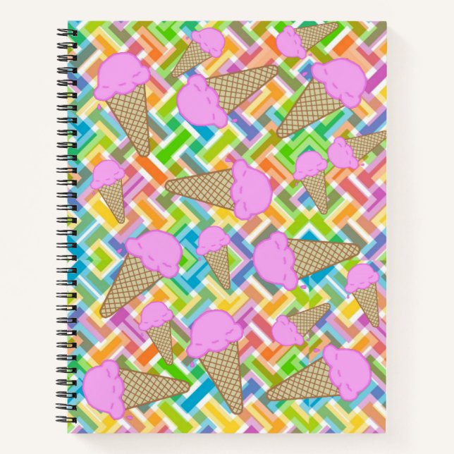 Cuaderno espiral Fresa Crema de Hielo Chevron (Anverso)