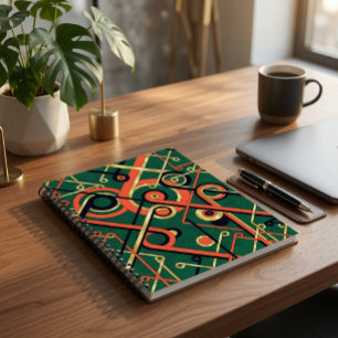 Cuaderno espiral geométrico Art Déco elegante