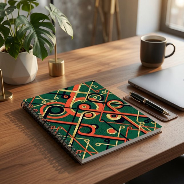 Cuaderno espiral geométrico Art Déco elegante (Subido por el creador)