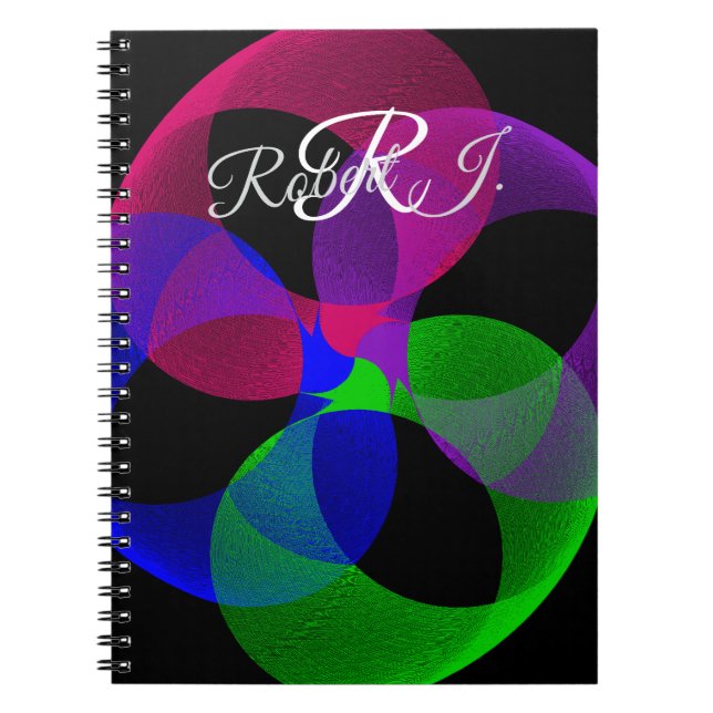 Cuaderno espiral geométrico de fusión multicolor (Frente)