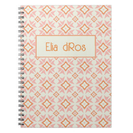 Cuaderno espiral geométrico floral rosa rubor