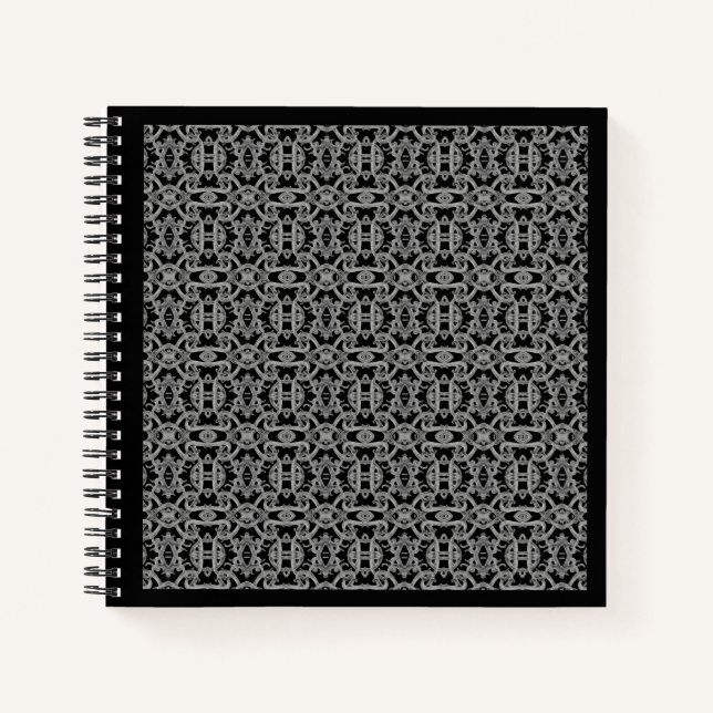 Cuaderno espiral GÓTICO 8,5x8,5 / Negro (Anverso)