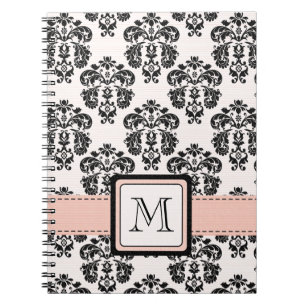 Cuaderno espiral Jour del damasco negro rosado con