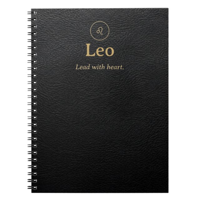 Cuaderno espiral Leo Zodiac - Aspecto de cuero sin (Frente)