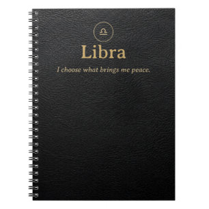 Cuaderno espiral Libra Zodiaco - Aspecto de cuero