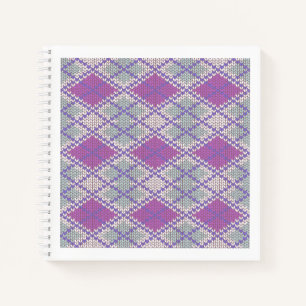 CUADERNO ESPIRAL LILAC ARGYLE TEJIDO 8.5x8.5
