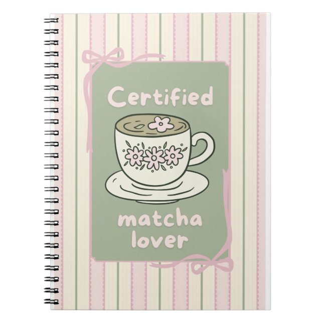 cuaderno espiral matcha verde bebida adorable (Frente)