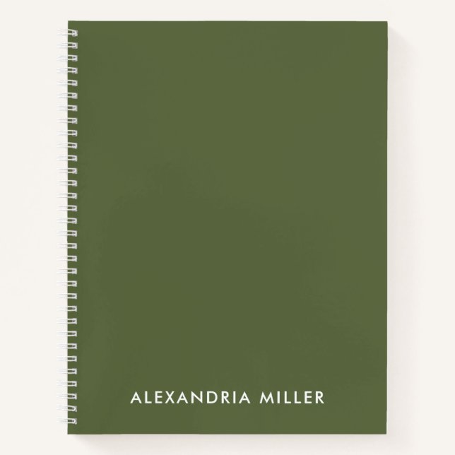 Cuaderno Espiral mínima personalizada de monograma de oliva (Anverso)