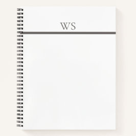 Cuaderno espiral monograma de barra gris carbón pe