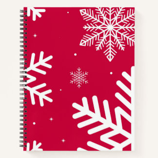 Cuaderno espiral navideño de copo de nieve rojo fe