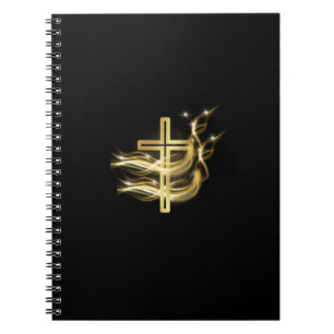 Cuaderno espiral negro con Cruz Dorada