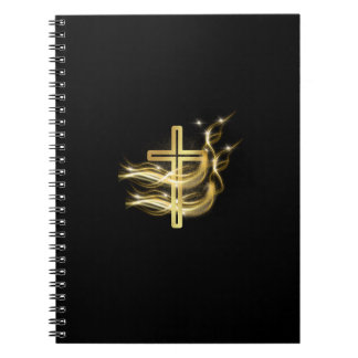 Cuaderno espiral negro con Cruz Dorada
