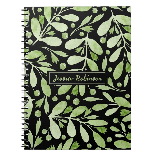 Cuaderno espiral negro personalizado de vegetación (Frente)