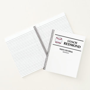 Cuaderno espiral para entrenadores de béisbol (o c